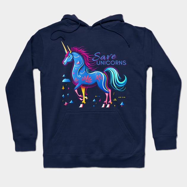 Save the unicorns Hoodie by Javisolarte